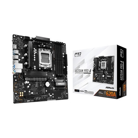 ASRock A620AM PRO-A AMD Socket AM5 Motherboard  4x DDR5 Slots  3x M.2 Socket  2.5GbE LAN  1x HDMI Port