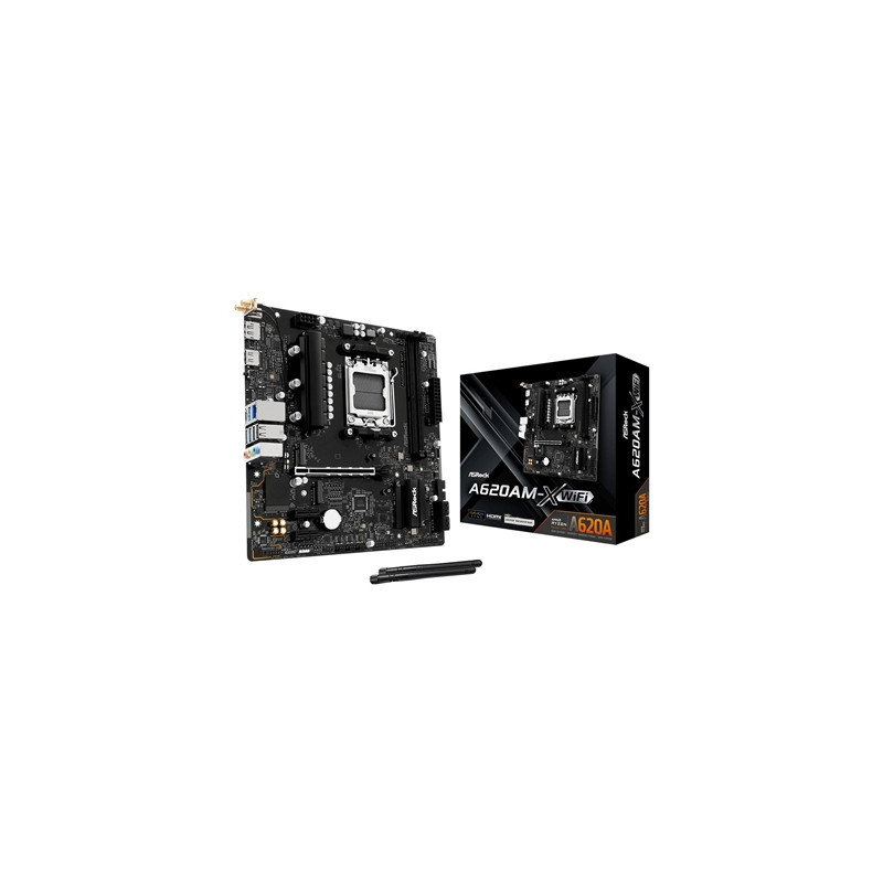 ASRock A620AM-X WIFI AMD AM5 Socket Motherboard  2x DDR5 Slots  2x M.2 Socket  2.5GbE LAN  Wi-Fi 5  1x HDMI Port / 1x DisplayPor