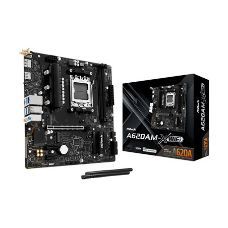 ASRock A620AM-X WIFI AMD AM5 Socket Motherboard  2x DDR5 Slots  2x M.2 Socket  2.5GbE LAN  Wi-Fi 5  1x HDMI Port / 1x DisplayPor