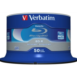 Verbatim (43838) BD-R SL Datalife 25GB 6X 50 Pack Spindle No ID