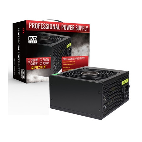 EVO LABS BR600-12BL 600W PSU 120mm Black Silent Fan with Improved Ventilation  Non Modular  High-Efficiency  PFC Certified  CE C