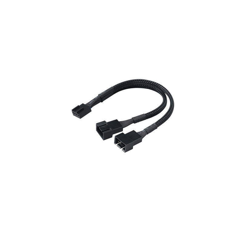 Akasa AK-CBFA04-15 4-Pin Fan PWM (M) to 2 x 4-Pin Fan PWM (F + F) 0.15m Black Retail Packaged Internal Splitter Cable
