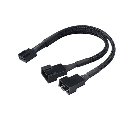 Akasa AK-CBFA04-15 4-Pin Fan PWM (M) to 2 x 4-Pin Fan PWM (F + F) 0.15m Black Retail Packaged Internal Splitter Cable