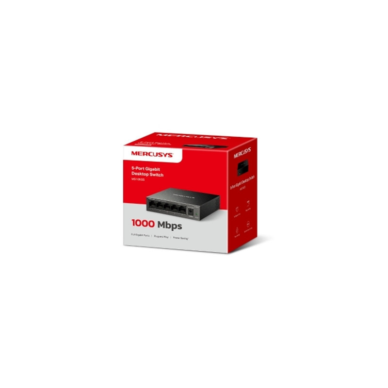 Mercusys MS105GS 5 Port Gigabit Ethernet Network Switch Steel Case