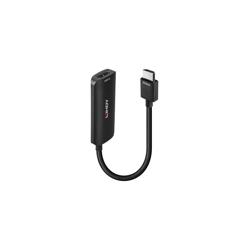 Lindy 38327 0.16m HDMI (M) 2.0 To DisplayPort (F) 1.2 USB Powered 3840x2160@60Hz Adapter Cable - Black