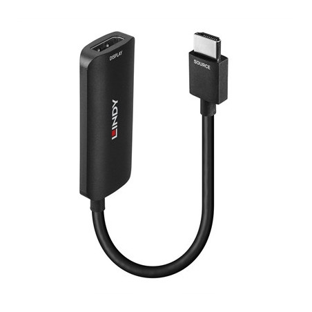 Lindy 38327 0.16m HDMI (M) 2.0 To DisplayPort (F) 1.2 USB Powered 3840x2160@60Hz Adapter Cable - Black