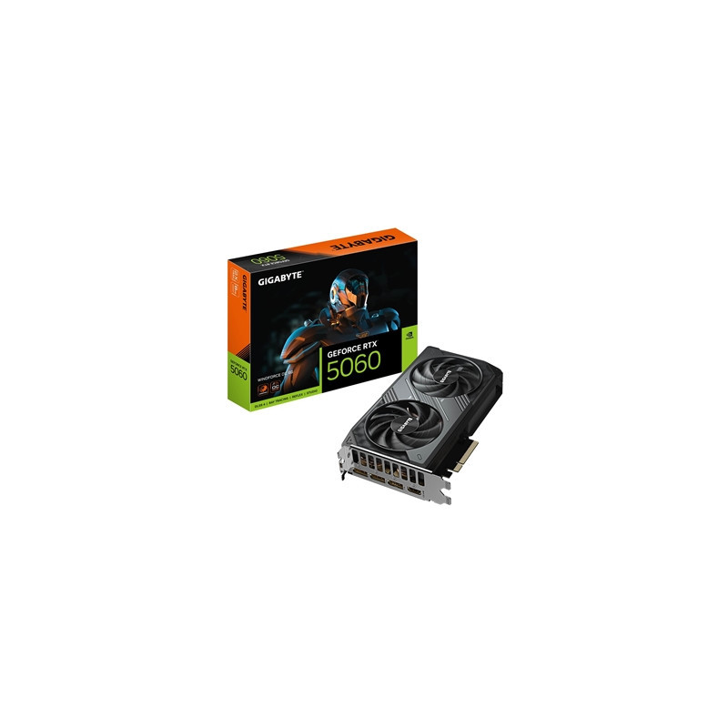 Gigabyte NVIDIA GeForce RTX 5060 WINDFORCE OC 8GB GDDR7 Graphics Card  3840 CUDA Cores  2512MHz Core Clock  Dual Fan  1x Display