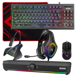 Marvo Scorpion 6-Product Gaming & Streaming Bundle featuring 80% TKL Multimedia Keyboard  Programmable USB Mouse  Non-Slip Mouse