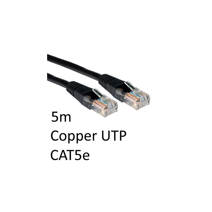 RJ45 (M) to RJ45 (M) CAT5e 5m Black OEM Moulded Boot Copper UTP Network Cable