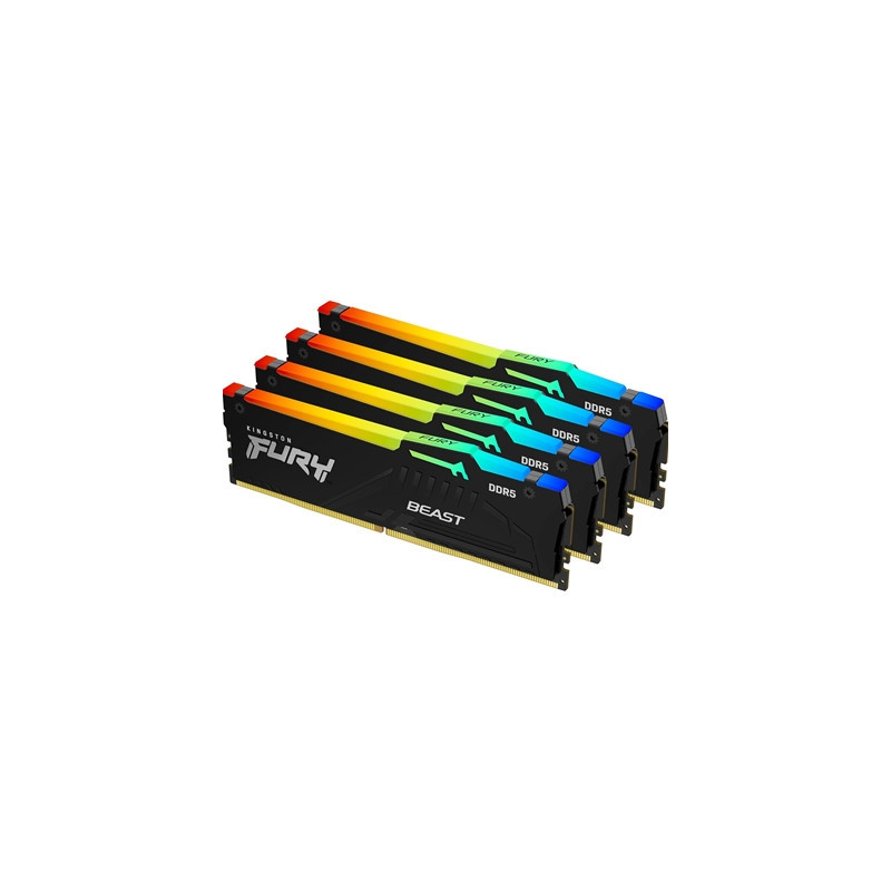 Kingston FURY Beast KF556C40BBAK4-128 128GB (4x 32GB) DIMM System Memory  5600MHz  DDR5  CL40  Black  RGB  Intel XMP