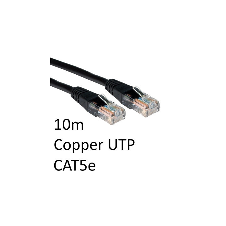 RJ45 (M) to RJ45 (M) CAT5e 10m Black OEM Moulded Boot Copper UTP Network Cable