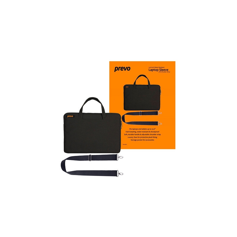 Prevo 15.6 Inch Laptop Bag  Cushioned Lining  With Shoulder Strap  Black