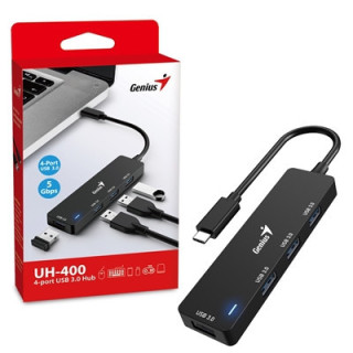 Genius 4 Port USB-C Hub  4 x USB 3.0 Type-A (F) Ports  Plug and Play Installation