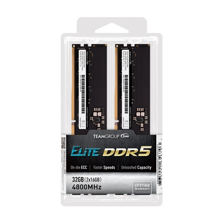 Team Elite TED532G4800C40DC01 32GB DIMM System Memory  DDR5  4800MHz  2 x 16GB  288 Pin  1.1v  CL40-40-40-77