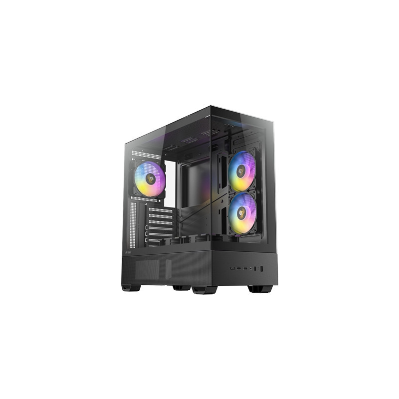 Antec CX705 ARGB Gaming PC Case Mid Tower  270° Tempered Glass  RGB Fans  ATX/Micro-ATX/ITX Compatible  USB-C  High Airflow  Bla