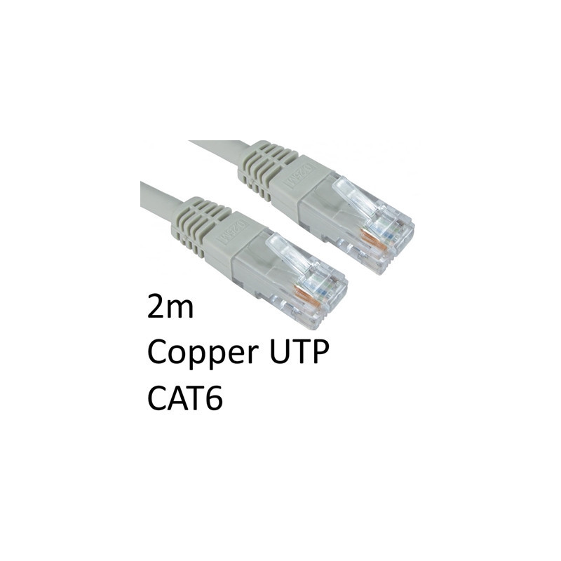 RJ45 (M) to RJ45 (M) CAT6 2m Grey OEM Moulded Boot Copper UTP Network Cable