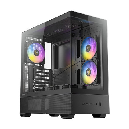 Antec CX705 ARGB Gaming PC Case Mid Tower  270° Tempered Glass  RGB Fans  ATX/Micro-ATX/ITX Compatible  USB-C  High Airflow  Bla