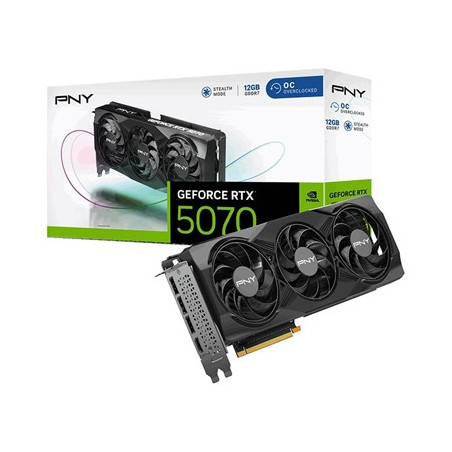 PNY NVIDIA GeForce RTX 5070 OC 12GB GDDR7 Graphics Card  6144 CUDA Cores  2160 MHz Core Clock  Triple Fan  3x DisplayPorts / 1x 