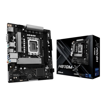 ASRock H810M-X Intel Socket 1851 Motherboard  2x DDR5 DIMM Slots  1x M.2 Socket  2.5G LAN  1x HDMI Port / 1x DisplayPort