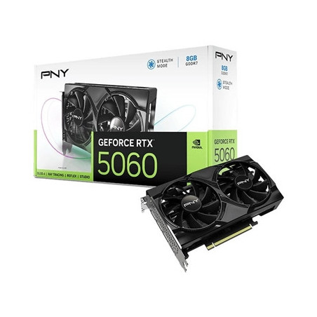 PNY NVIDIA GeForce RTX 5060 8GB GDDR7 Graphics Card  3840 CUDA Cores  2280 MHz Core Clock  Dual Fan  3x DisplayPorts / 1x HDMI P
