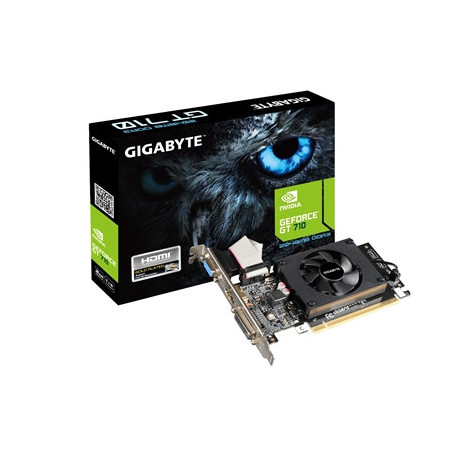 Gigabyte NVIDIA GeForce GT 710 2GB DDR3 Low Profile Graphics Card  954 MHz Core Clock  Single Fan  1x DVI-D / 1x D-Sub / 1x HDMI
