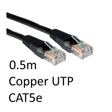 RJ45 (M) to RJ45 (M) CAT5e 0.5m Black OEM Moulded Boot Copper UTP Network Cable