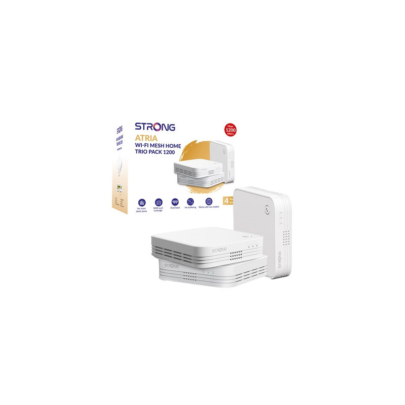 Strong MESHTRI1200UK AC1200 Whole Home Wi-Fi Mesh System (3 Pack) - 5 000sq.ft Coverage
