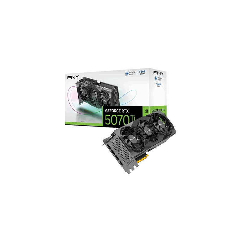 PNY NVIDIA GEFORCE RTX 5070 Ti 16GB  GDDR7 Graphics Card  8960 CUDA Cores  2295 MHz Core Clock  Triple Fan  3x Display Ports / 1