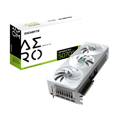 Gigabyte NVIDIA GeForce RTX 5070 Ti AERO OC 16GB GDDR7 Graphics Card  8960 CUDA Cores  2588 MHz Core Clock  Triple Fan  White  R