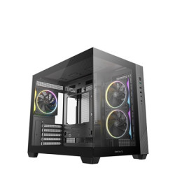 DeepCool CG330 3F ARGB Dual-Chamber Micro-ATX Tower Case  Tempered Glass Panels  3 x 120mm ARGB Fans  USB 3.0  ITX/Micro-ATX  Bl