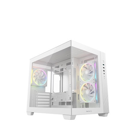 DeepCool CG330 3F ARGB Dual-Chamber Micro-ATX Tower Case  Tempered Glass Panels  3 x 120mm ARGB Fans  USB 3.0  ITX/Micro-ATX  Wh