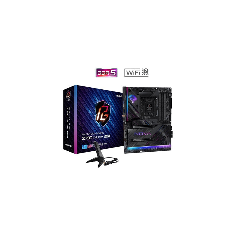ASRock Z790 Nova WiFi PHANTOM GAMING Intel 1700 Socket Motherboard  ATX  4x DDR5 Slots  7x M.2 Sockets  2x USB-C Port  Fitted I/