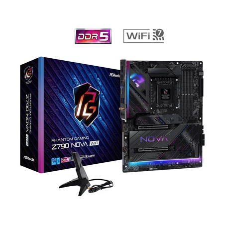 ASRock Z790 Nova WiFi PHANTOM GAMING Intel 1700 Socket Motherboard  ATX  4x DDR5 Slots  7x M.2 Sockets  2x USB-C Port  Fitted I/