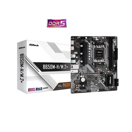 ASRock B650M-H/M.2+ AMD AM5 Socket Motherboard  Micro-ATX  2x DDR5 Slots  2x M.2 Socket  GbE LAN  1x DsiplayPort / 1x HDMI Port