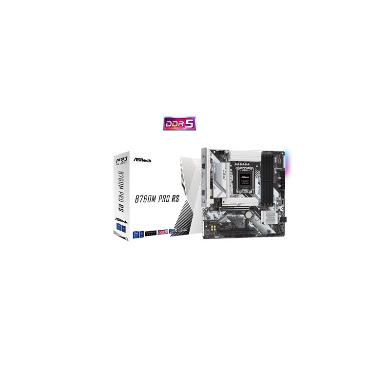 ASRock B760M PRO RS Intel 1700 Socket Motherboard  Micro-ATX  4x DDR5 Slots  3x M.2 Socket  Fitted I/O Shield  2.5GbE LAN  1x Di