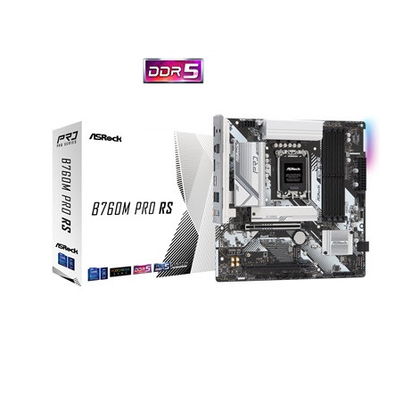 ASRock B760M PRO RS Intel 1700 Socket Motherboard  Micro-ATX  4x DDR5 Slots  3x M.2 Socket  Fitted I/O Shield  2.5GbE LAN  1x Di