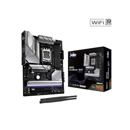 ASRock B850 LiveMixer WiFi AMD AM5 Socket Motherboard  ATX  4x DDR5 Slots  3x M.2 Sockets  Fitted I/O Shield  2.5GbE LAN  Wi-Fi 