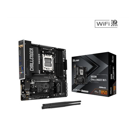 ASRock B850M Challenger WiFi AMD AM5 Socket Motherboard  Micro-ATX  4x DDR5 Slots  2x M.2 Socket  Fitted I/O Shield  2.5GbE LAN 
