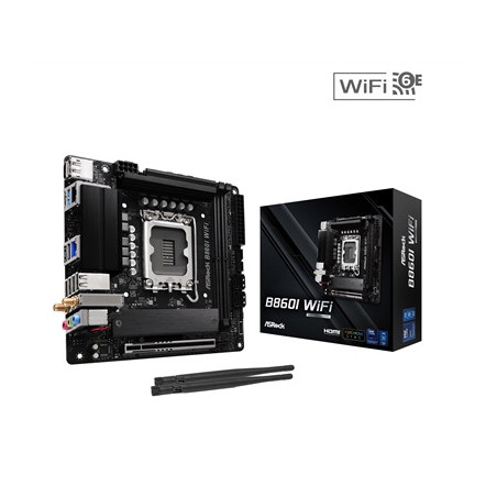 ASRock B860I WiFi Intel 1851 Socket Motherboard  Mini-ITX  2x DDR5 Slots  2x M.2 Socket  2.5GbE + 1GbE LAN  Wi-Fi 6E  1x Display