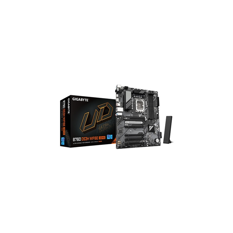 Gigabyte B760 DS3H WIFI6E GEN5 Intel 1700 Socket Motherboard  ATX  4x DDR5 Slots  2x M.2 Sockets  GbE LAN  Wi-Fi 6E  1x DisplayP