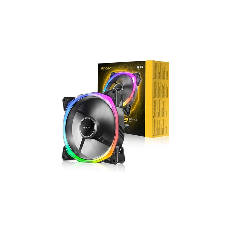 Antec Fusion T3 140mm ARGB PWM Case Fan - Hydraulic Bearing  600-1500 RPM  Black