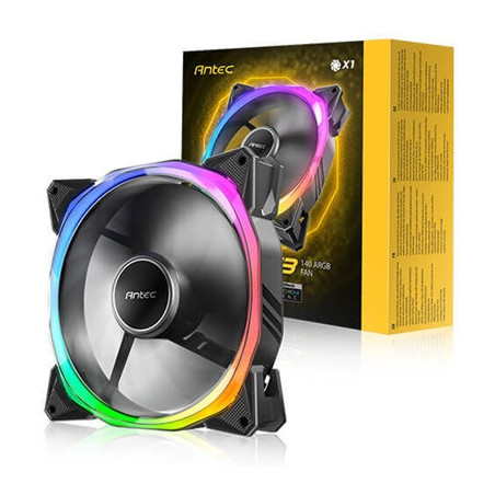 Antec Fusion T3 140mm ARGB PWM Case Fan - Hydraulic Bearing  600-1500 RPM  Black