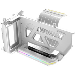 Antec RGB Adjustable Shift PCI Vertical GPU Bracket with PCI-E 4.0 Riser Cable (190mm)  White  Compatible with E-ATX  ATX Cases