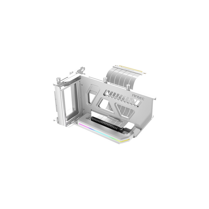 Antec RGB Adjustable Shift PCI Vertical GPU Bracket with PCI-E 4.0 Riser Cable (190mm)  White  Compatible with E-ATX  ATX Cases