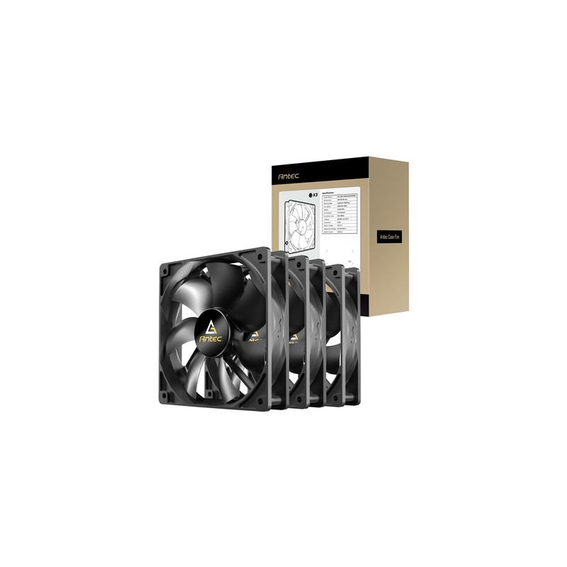 Antec N12 120mm Case Fan  3 Pack  Hydraulic Bearing  1200 RPM  Black