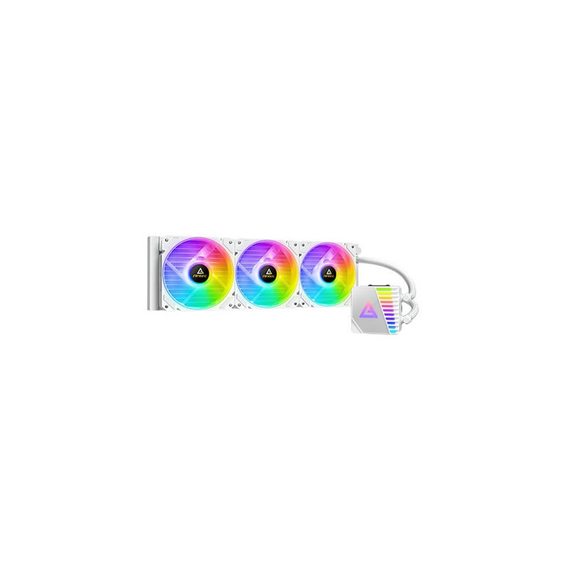 ANTEC Symphony 360 AiO Liquid CPU Cooler  Universal Socket  White  360mm Radiator  PWM 1600RPM Cooling Fans  Addressable RGB LED