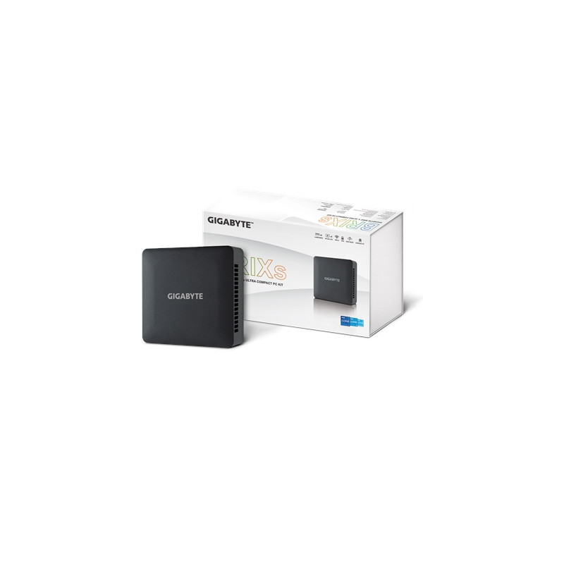 Gigabyte BRIX (GB-BRI7H-1355) Barebone Kit  Intel Core i7-1355U 5.0GHz 10 Core CPU  2 x DDR4 SO-DIMM Slots  1 x M.2 2280 Slot  1