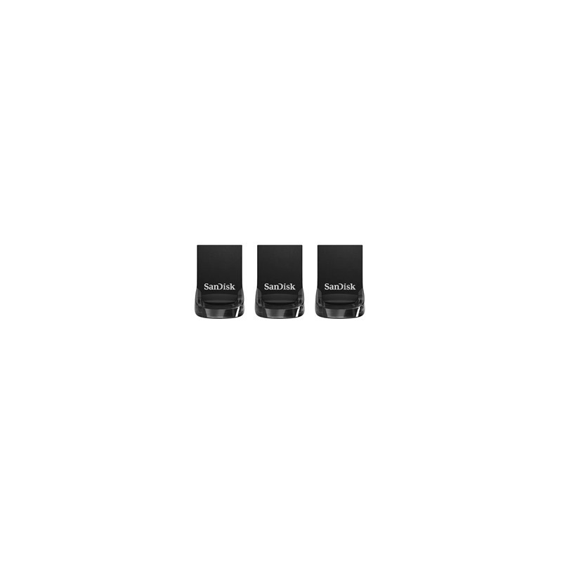SanDisk Ultra Fit - USB flash drive - 32 GB - USB 3.1 - black (pack of 3)