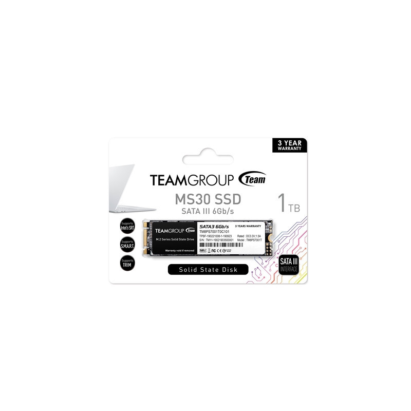 Team MS30 (TM8PS7001T0C101) 1TB  M.2 Sata Interface  Read 530MB/s  Write 480MB/s  3 Year Warranty