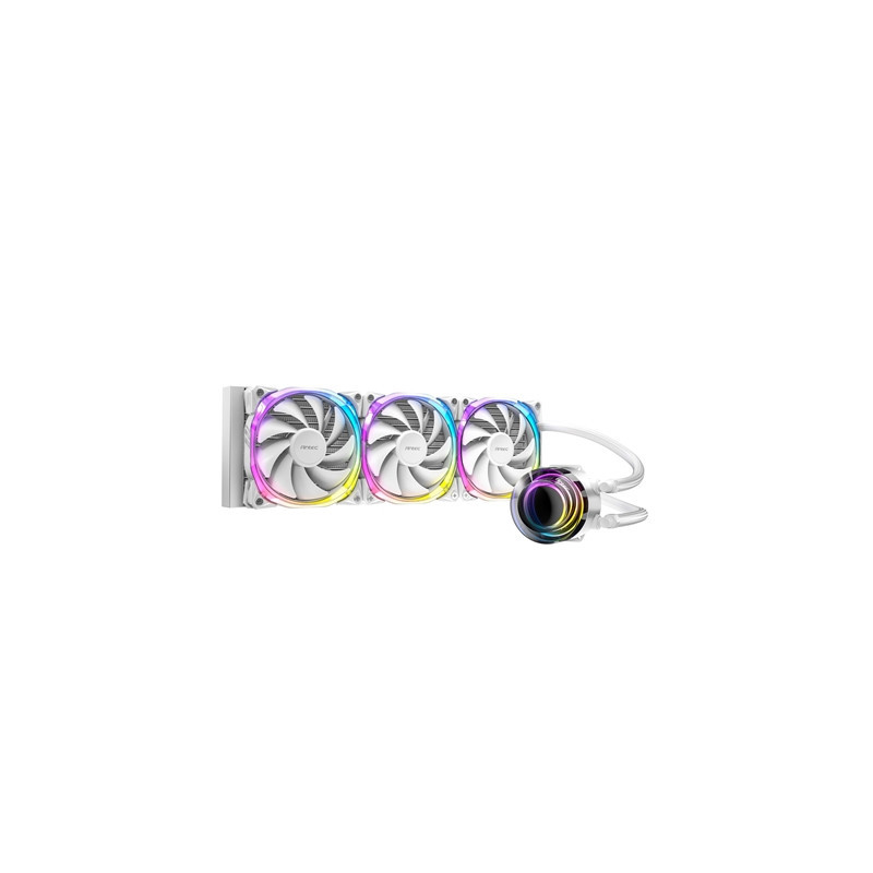 ANTEC Vortex 360 ARGB AiO Liquid CPU Cooler  White  Universal Socket  360mm Radiator  PWM 2000RPM Fusion ARGB Cooling Fans  Addr
